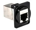 Coupler, Black / Silver, Straight, CAT5e, RJ45 Socket - RJ45 Socket